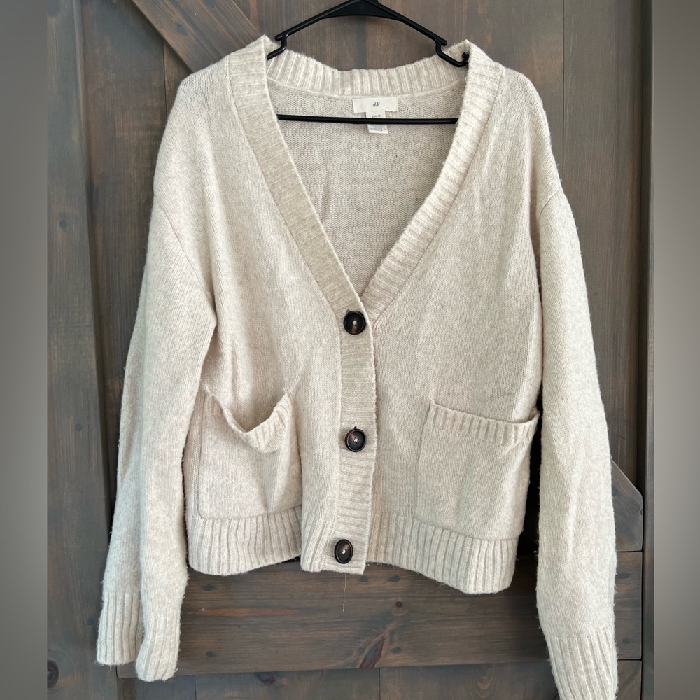 Button Front Cream Knit Cardigan